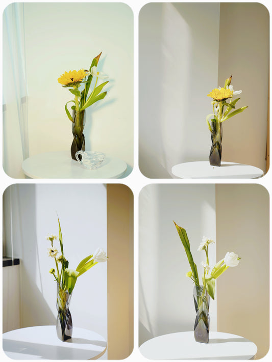 Transparent Glass Vase – Sculptural Parametric Home Decor